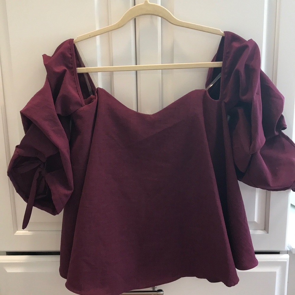 Burgundy Off the Shoulder Dress Top